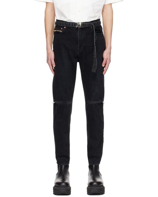Sacai Black Zip Jeans for men