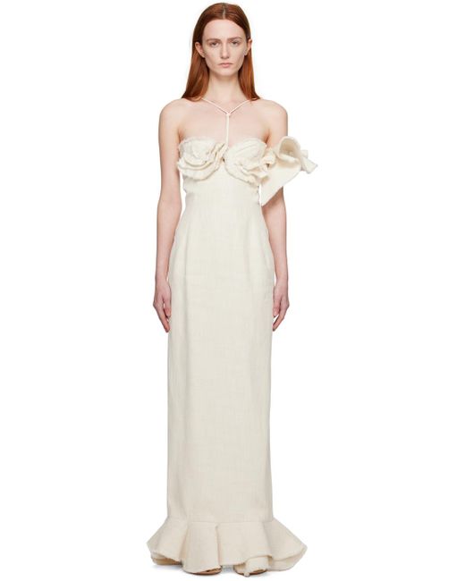 Jacquemus Natural Off-white Le Raphia 'la Robe Artichaut' Maxi Dress