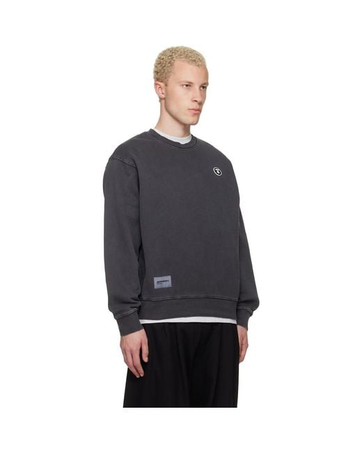 Aape By A Bathing Ape Gray 'Aapenow' Moonface Crew Neck Sweatshirt for men