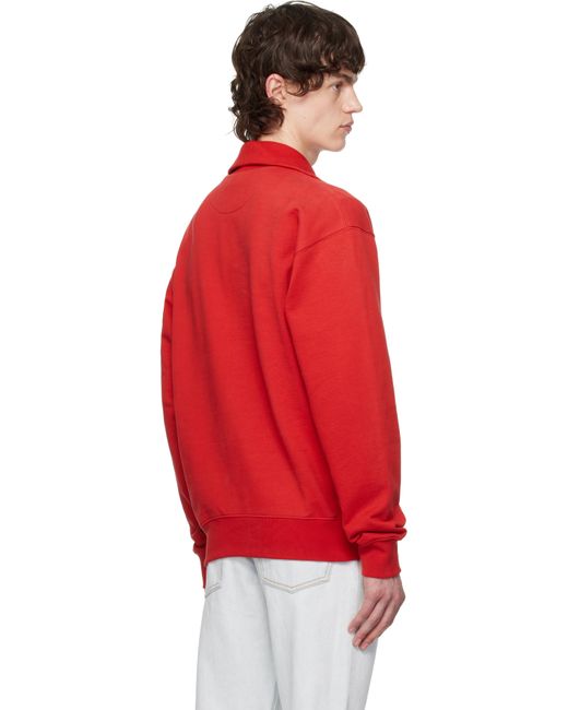 【関税込み】Bally レッド ハーフジップ スウェットシャツ Bally: レッド ハーフジップ スウェットシャツ | SSENSE 日本