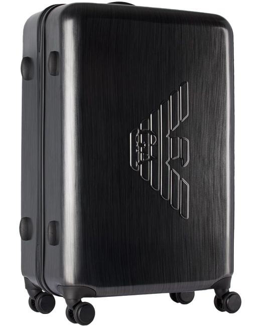 Grande valise grise à logo gaufré Emporio Armani pour homme en coloris Black