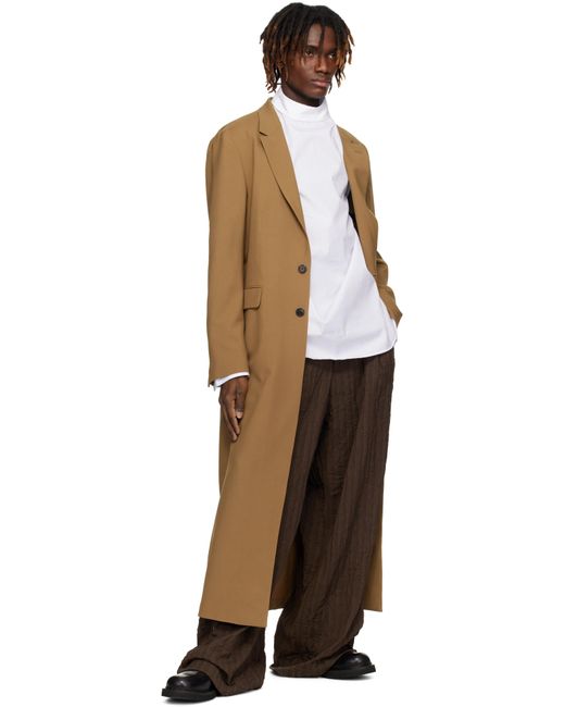 Dries Van Noten Black Tan Wool & Mohair Coat for men