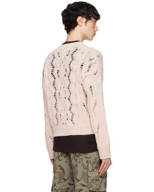 CABLE SONAR ROUNDNECK / DELICATE PINK FISHERMAN WOOL [40%OFF]