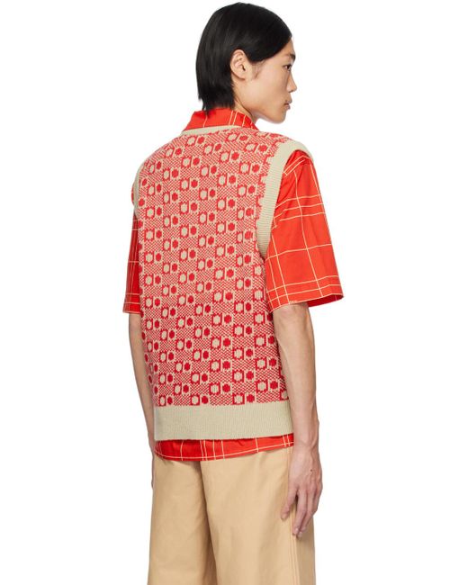 Marni Red Jacquard Vest for men