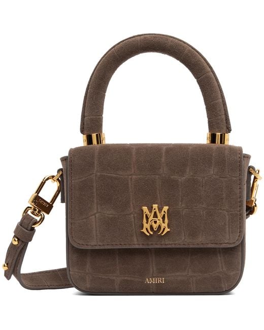 Amiri Brown Croc Suede Micro Ma Bag