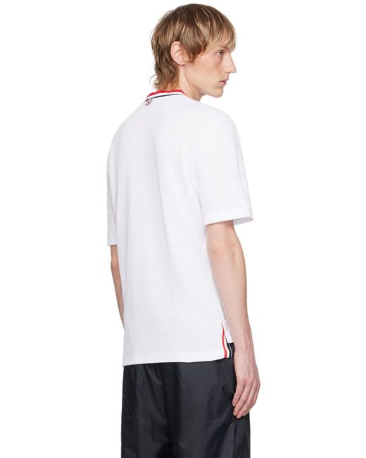 メンズ Thom Browne Thom E ホワイト ストライプ Tシャツ White