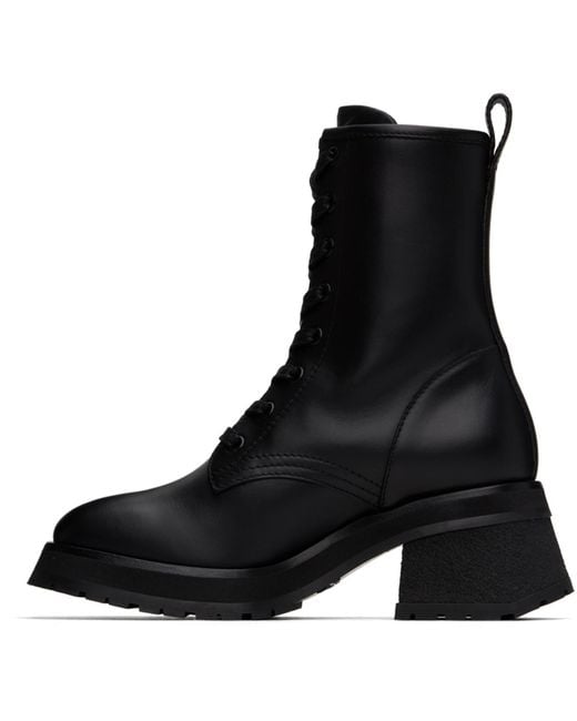 Moncler Black Gigi Leather Lace-Up Boots