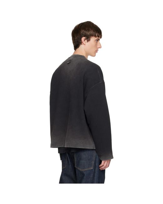Represent Black Heavyweight Henley for men