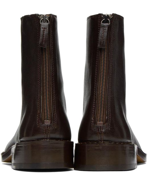 Lemaire Black Brown Piped Zipped Boots for men