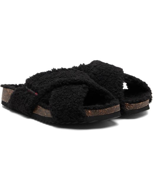 DIESEL Black D-Woodstock Cross Sandals for men