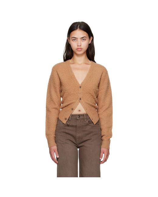 R13 Natural Tan Split Hem Cardigan