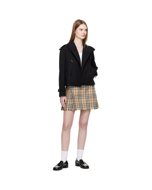 Burberry Black Check Wool Mini Kilt Miniskirt
