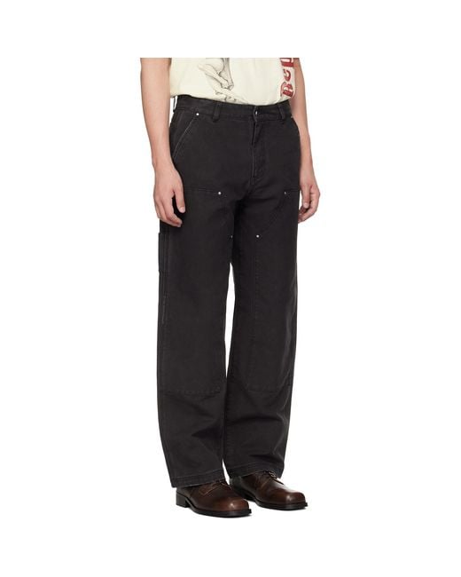 Represent Black Heaton Workwear Trousers for men
