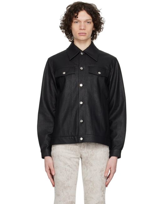 Séfr Black Dante Faux-leather Jacket for men