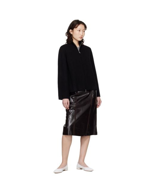 Loulou de Saison Black Gabi Zipped Cashmere Sweater