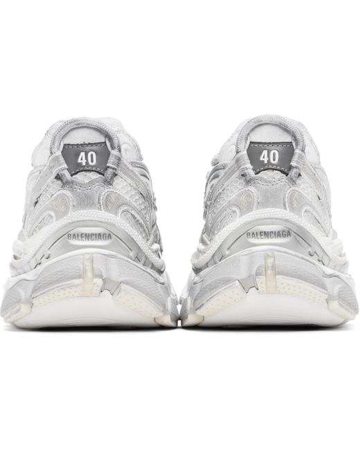 メンズ Balenciaga オフホワイト＆グレー Runner 2.0 スニーカー