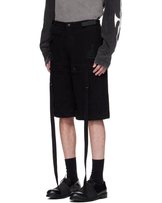 Kusikohc Black Straps Cargo Pants for men