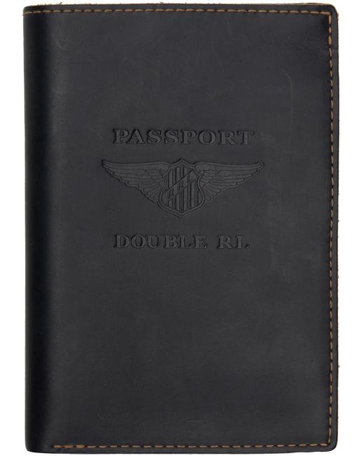 RRL Black Leather Passport Holder for men