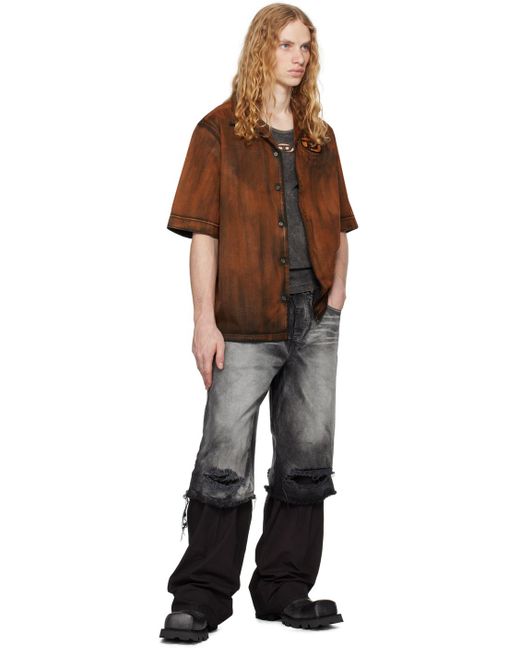 DIESEL S-Stan-Bleach-A Shirt in Brown for Men | Lyst Australia
