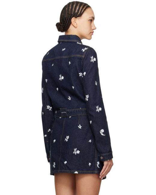 Lanvin Blue Navy Embroidered Denim Jacket