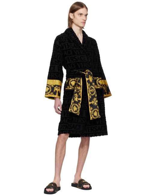 Sandales À Enfiler Noir Et Doré À Logo Versace pour homme en coloris Black