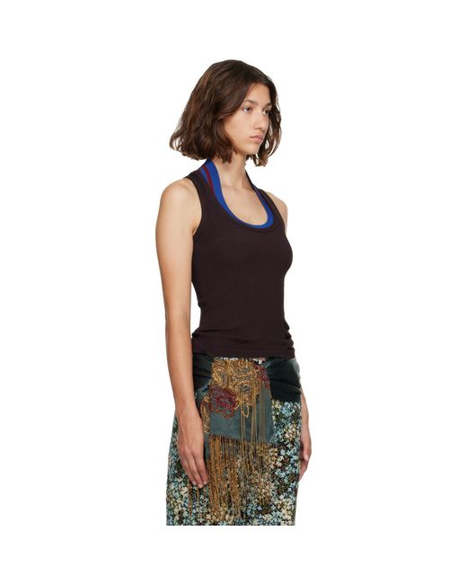Dries Van Noten Black Ribbed Tank Top