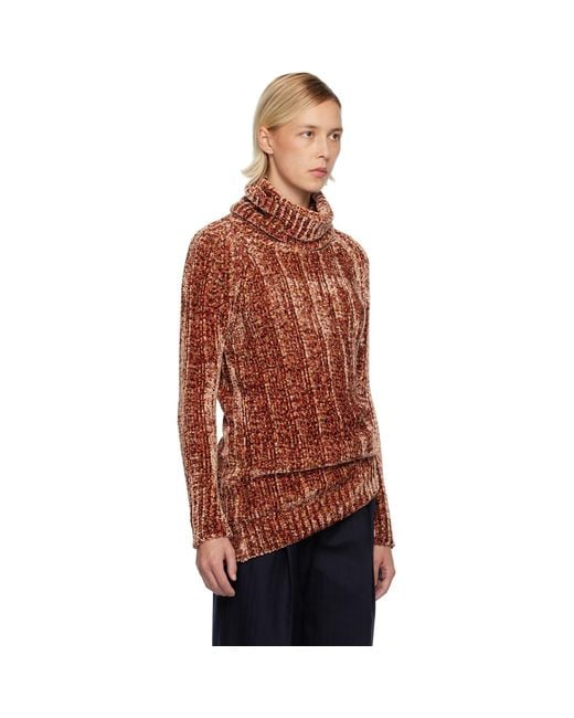 Dries Van Noten Red Long Viscose Turtleneck