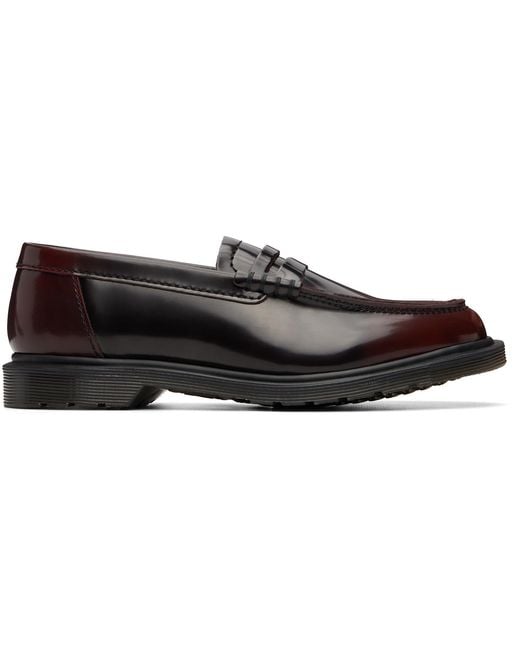 Dr. Martens Black Burgundy Mayfare Rub Off Leather Penny Loafers