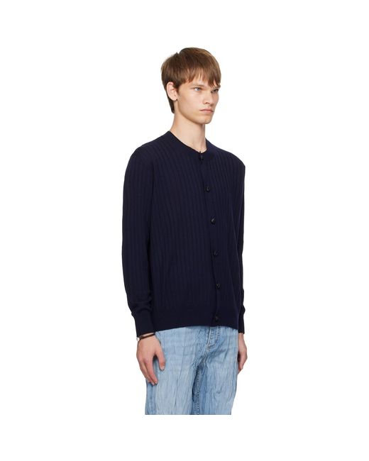 Bottega Veneta Blue Wool Rib Cardigan for men