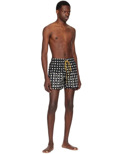 Rhude Black Off- Polka Dot Swim Shorts for men