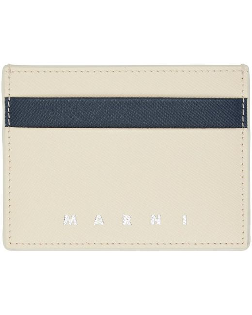 Marni Off-white & Navy Saffiano Leather Card Holder in Black for