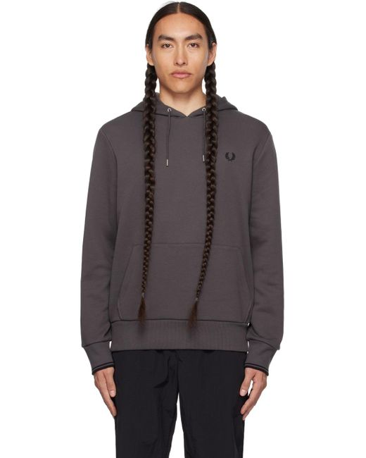 Fred Perry Black Gray Tipped Hoodie for men