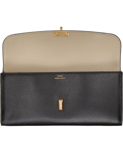 Totême Black T-Lock Leather Wallet