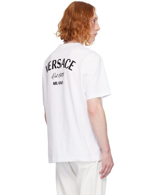 T-shirt blanc à logos modifiés Versace pour homme en coloris White