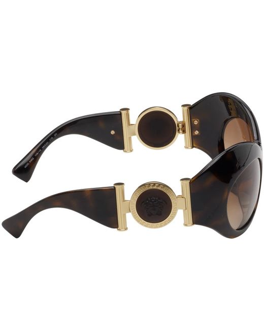Versace Black Brown Oval Shield Sunglasses