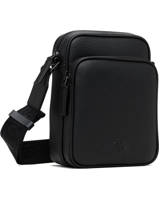 Boss Black Italian-Leather Double B Reporter Bag for men