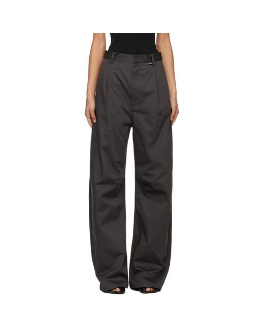 MM6 by Maison Margiela Black Wide Leg Twill Trousers