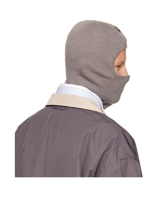 Acne Gray Taupe Merino Wool Balaclava for men