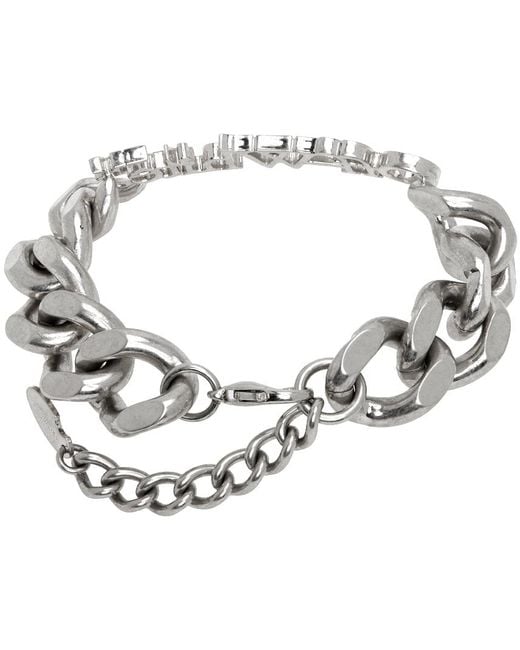 Off-White c/o Virgil Abloh Black Silver Logo Chain Bracelet for men