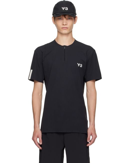 Y-3 Black Us Open Tennis Freelift Zip Pro T-Shirt for men