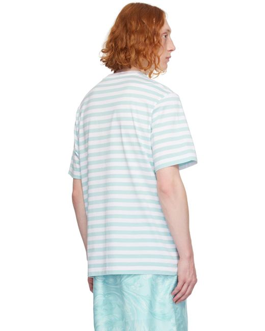 Versace Blue Nautical Stripe T-shirt for men
