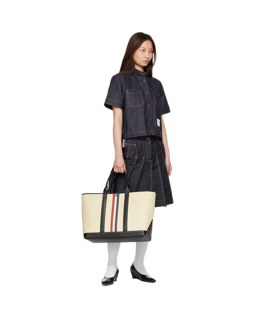 Thom Browne Black Straight Hem Button Down Point Collar Denim Shirt