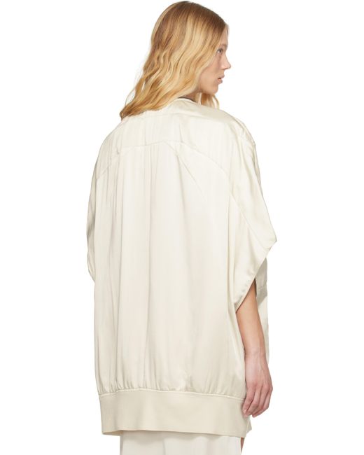 Rick Owens Natural Off- Hollywood Girdered Bubble Bomber Jacket