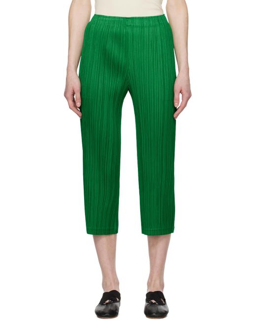 Pleats Please Issey Miyake Green Thicker Bottom 2 Trousers