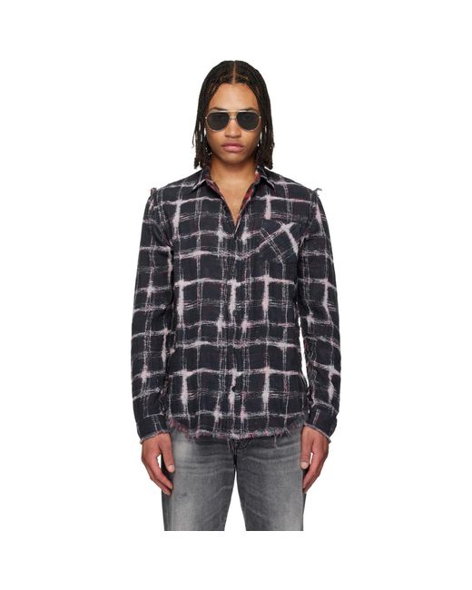R13 Black Shredded Seam Reversible Shirt for men