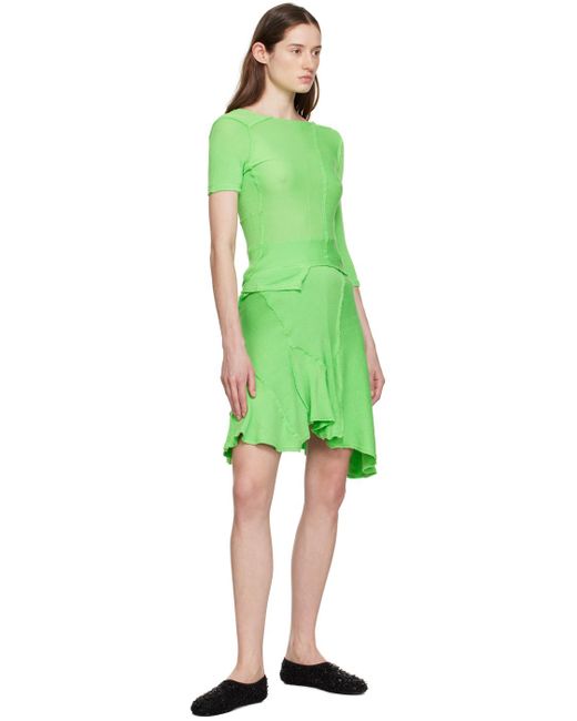 TALIA BYRE Green Asymmetric Miniskirt