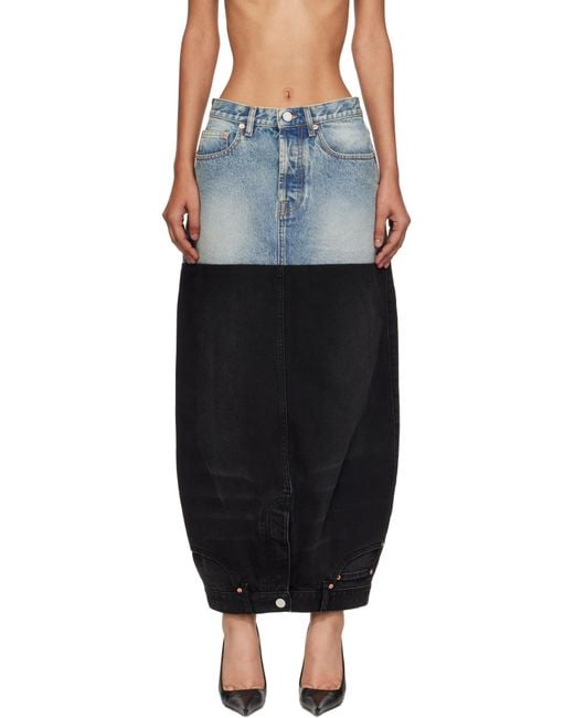 Vetements ブルー＆ブラック Double デニム マキシスカート Black