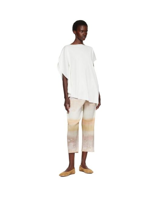 Pleats Please Issey Miyake White A-Poc Slice Blouse