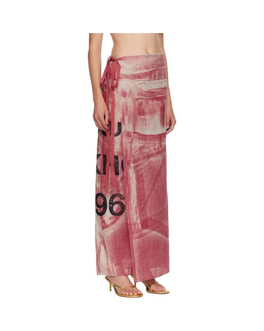 Acne Pink Thin Printed Scarf