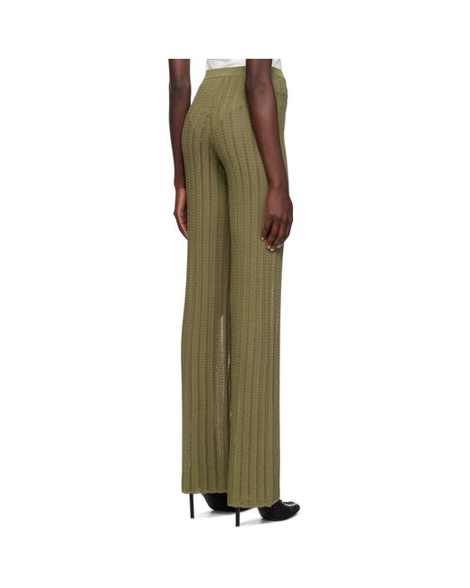 Dion Lee Green Snakeskin Hollowed Out Knitted Casual Pants